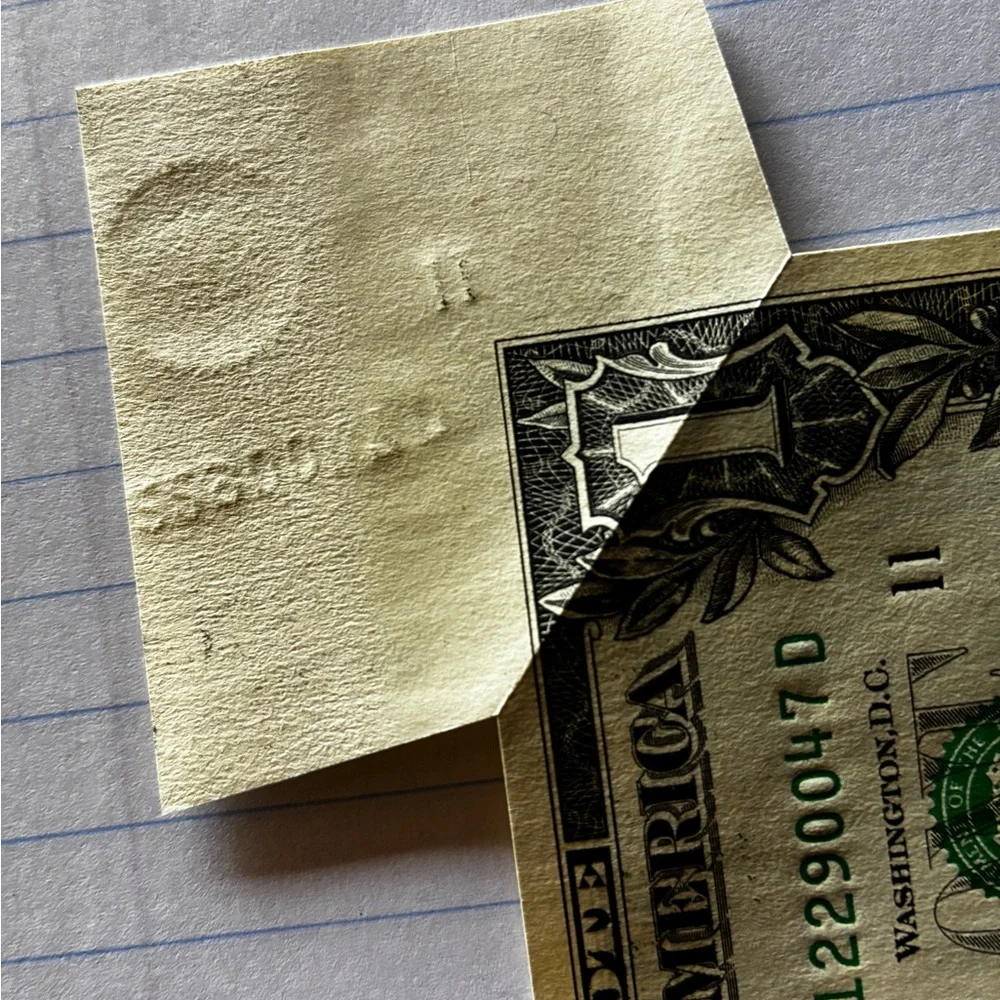 United States One Dollar Bill Error Corner/Butterfly Flap Uncirculated RARE!!